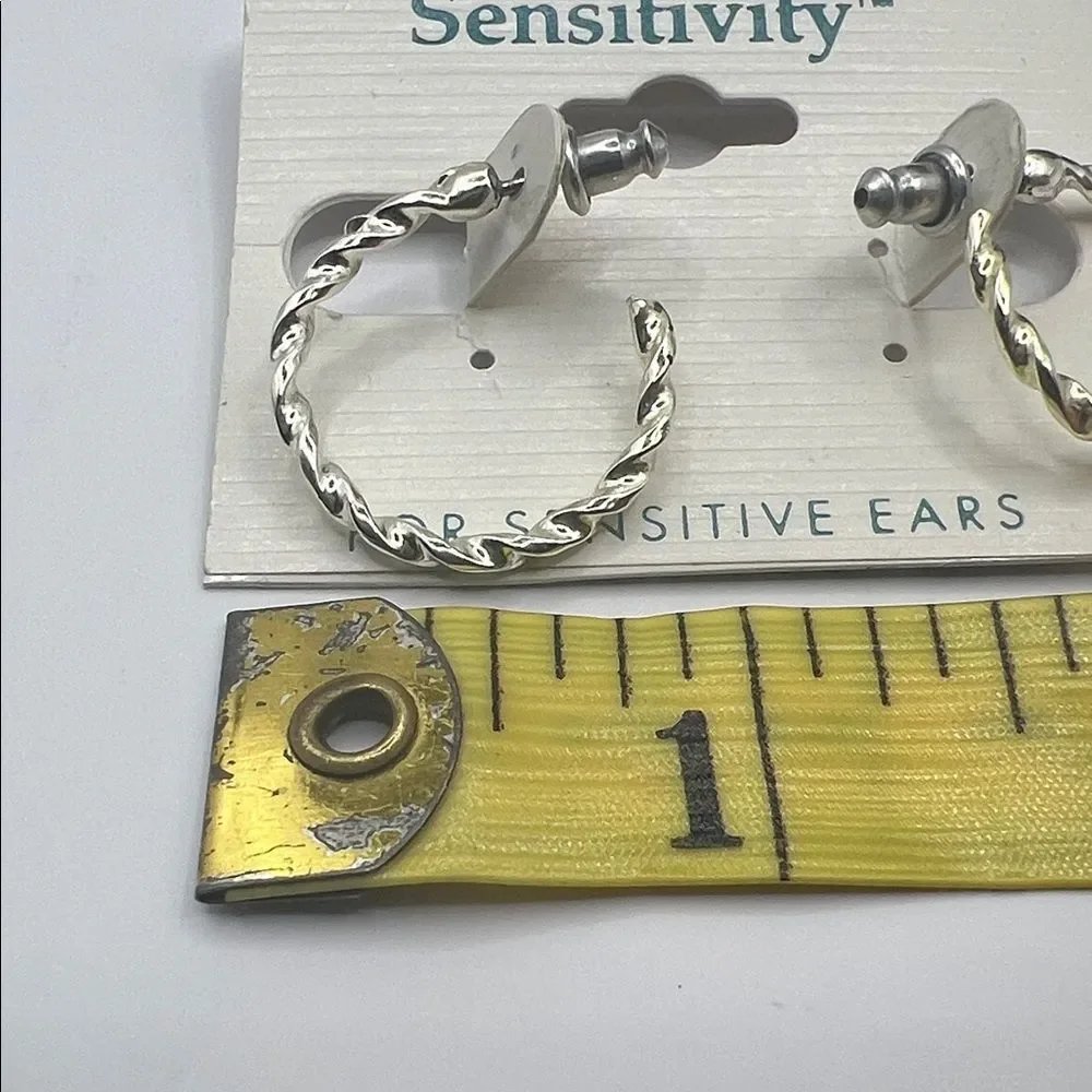 Silver Twisted Hoop Earrings